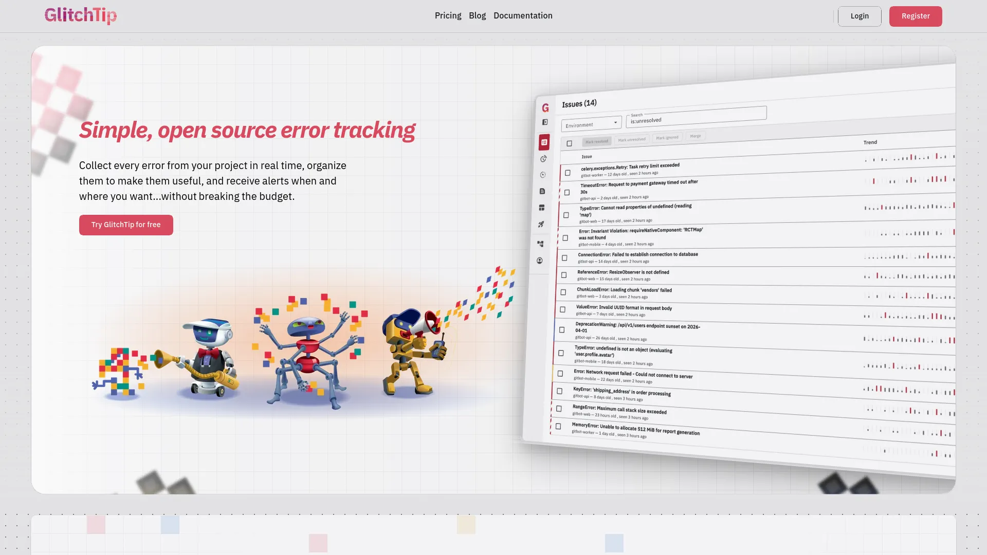 GlitchTip — preview screenshot