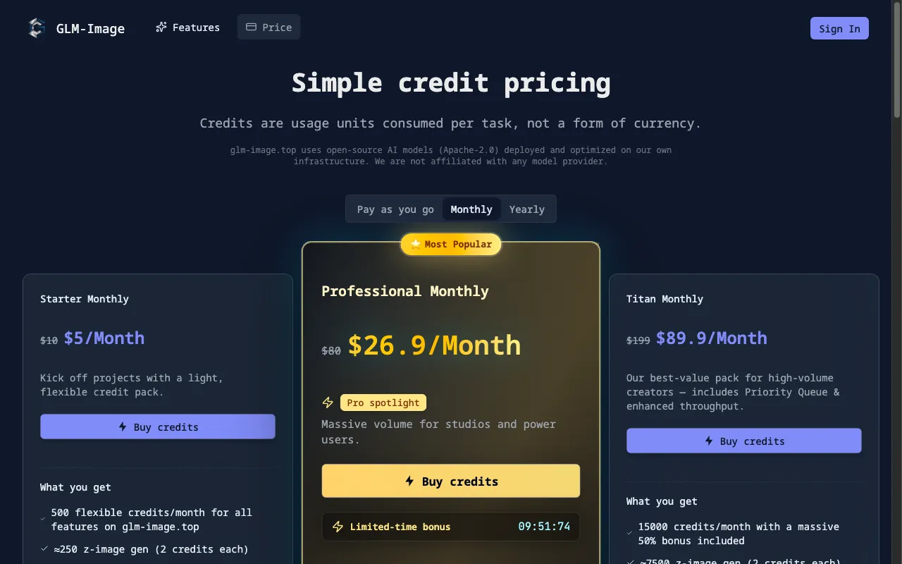 Z-Image — pricing page
