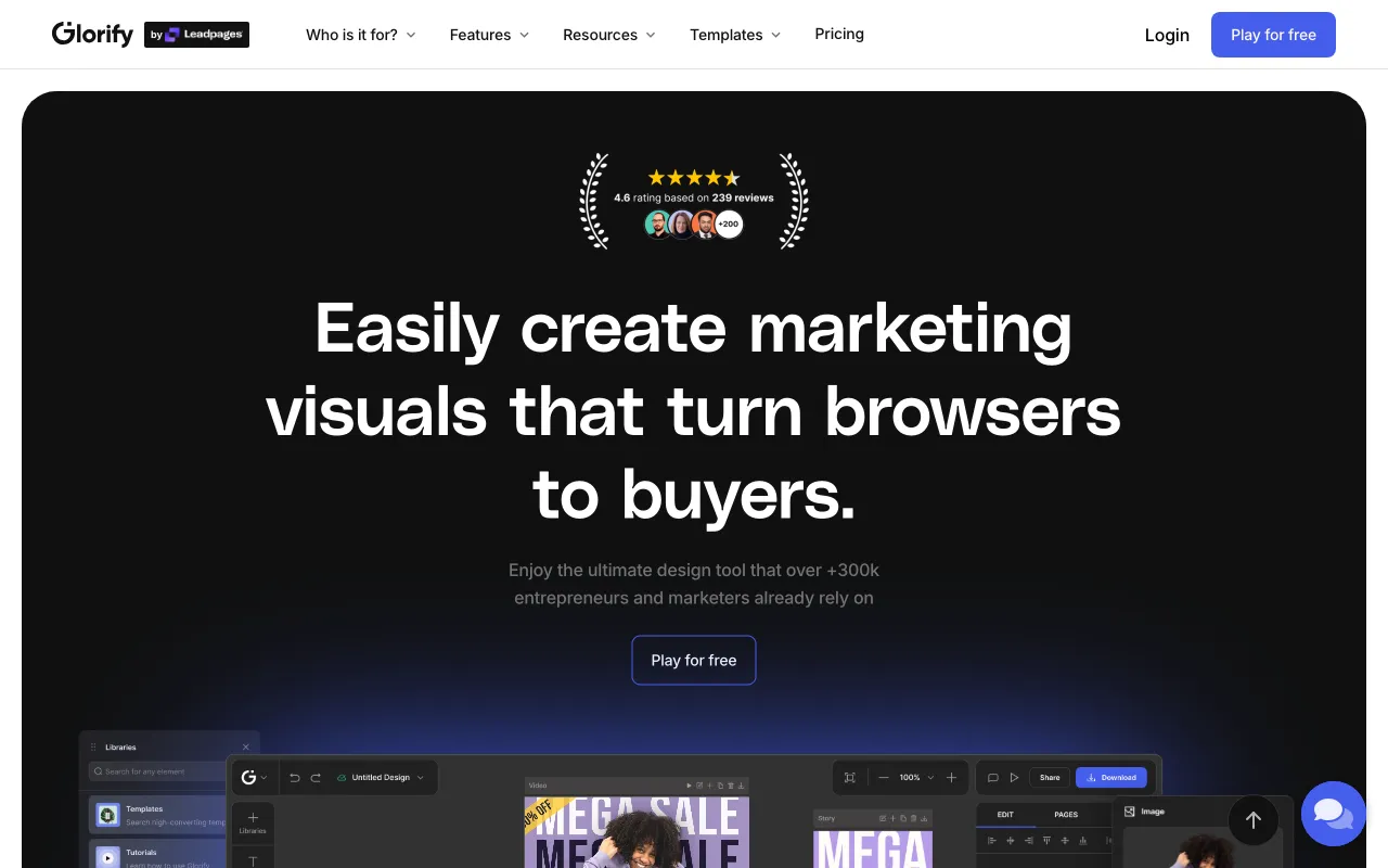Glorify 3.0 Design Tool Powered by AI — preview screenshot
