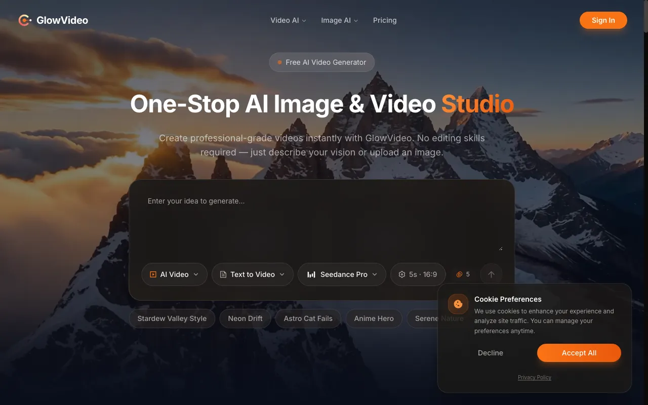 GlowVideo — preview screenshot