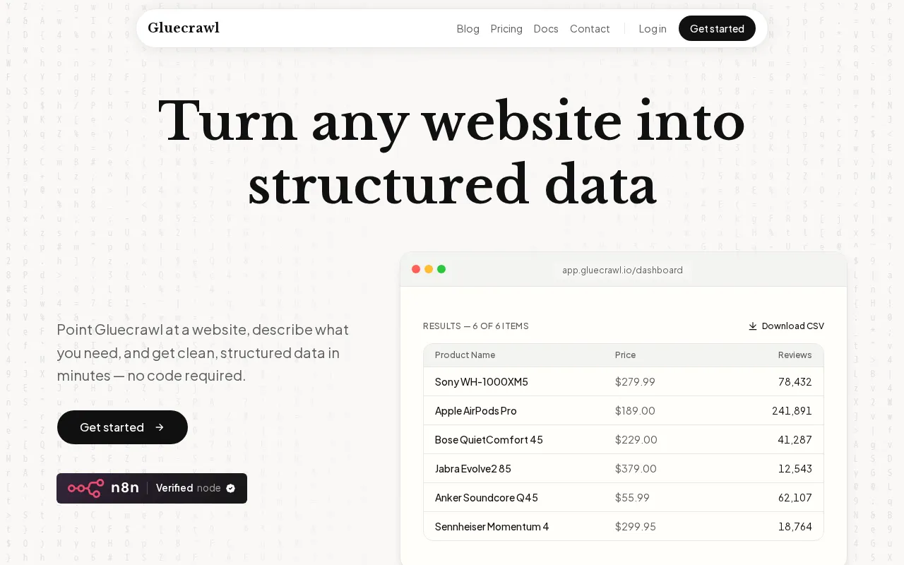 Gluecrawl — preview screenshot