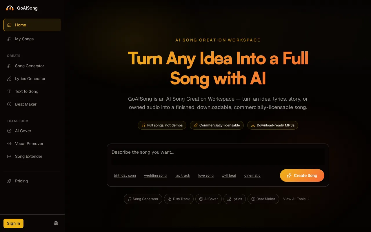 GoAISong — preview screenshot