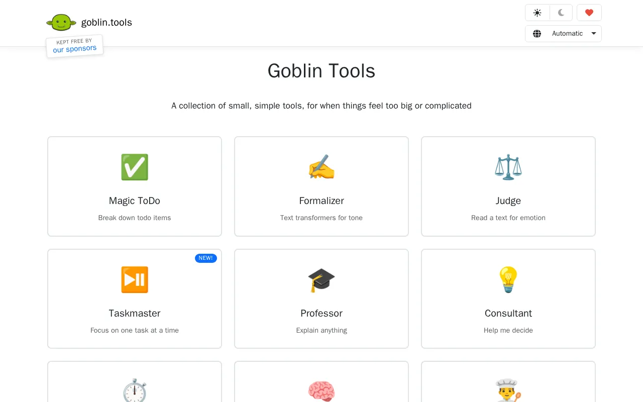 Goblin Tools — preview screenshot
