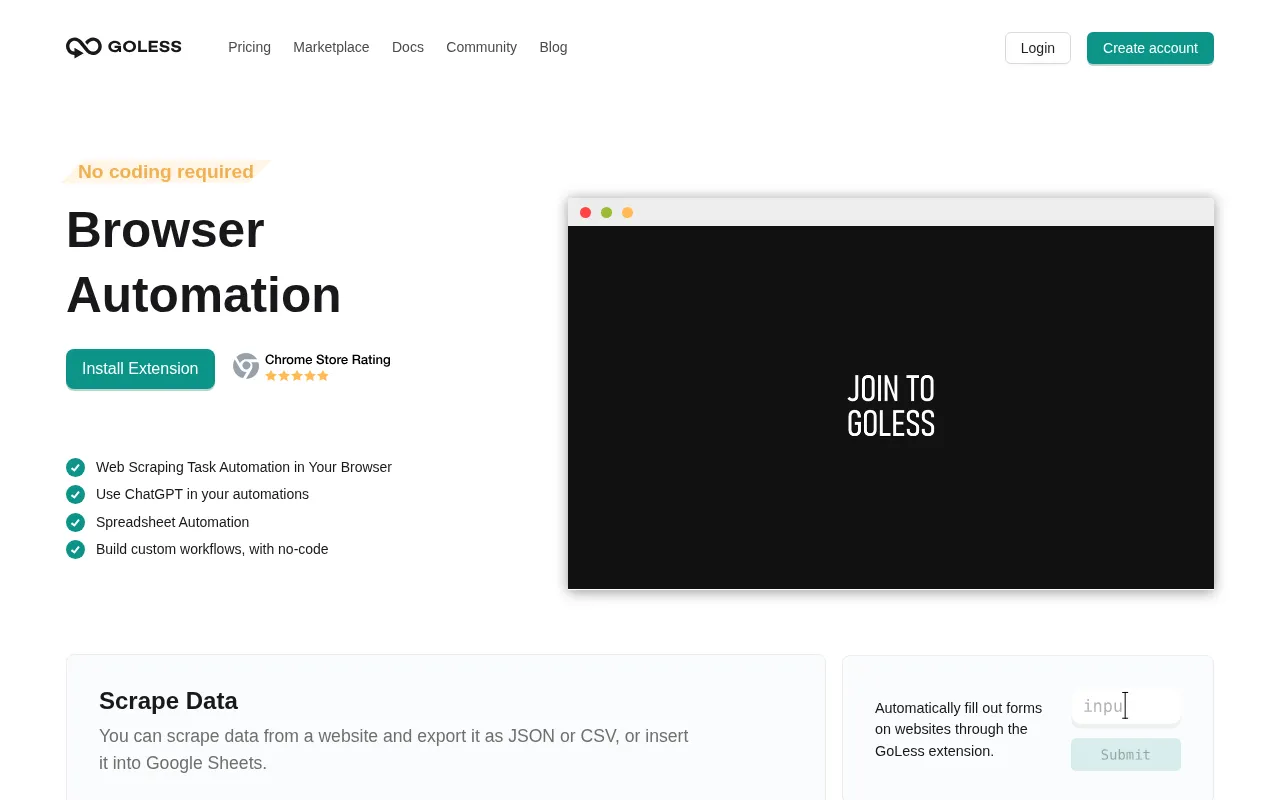 GoLess Extension Automation — preview screenshot