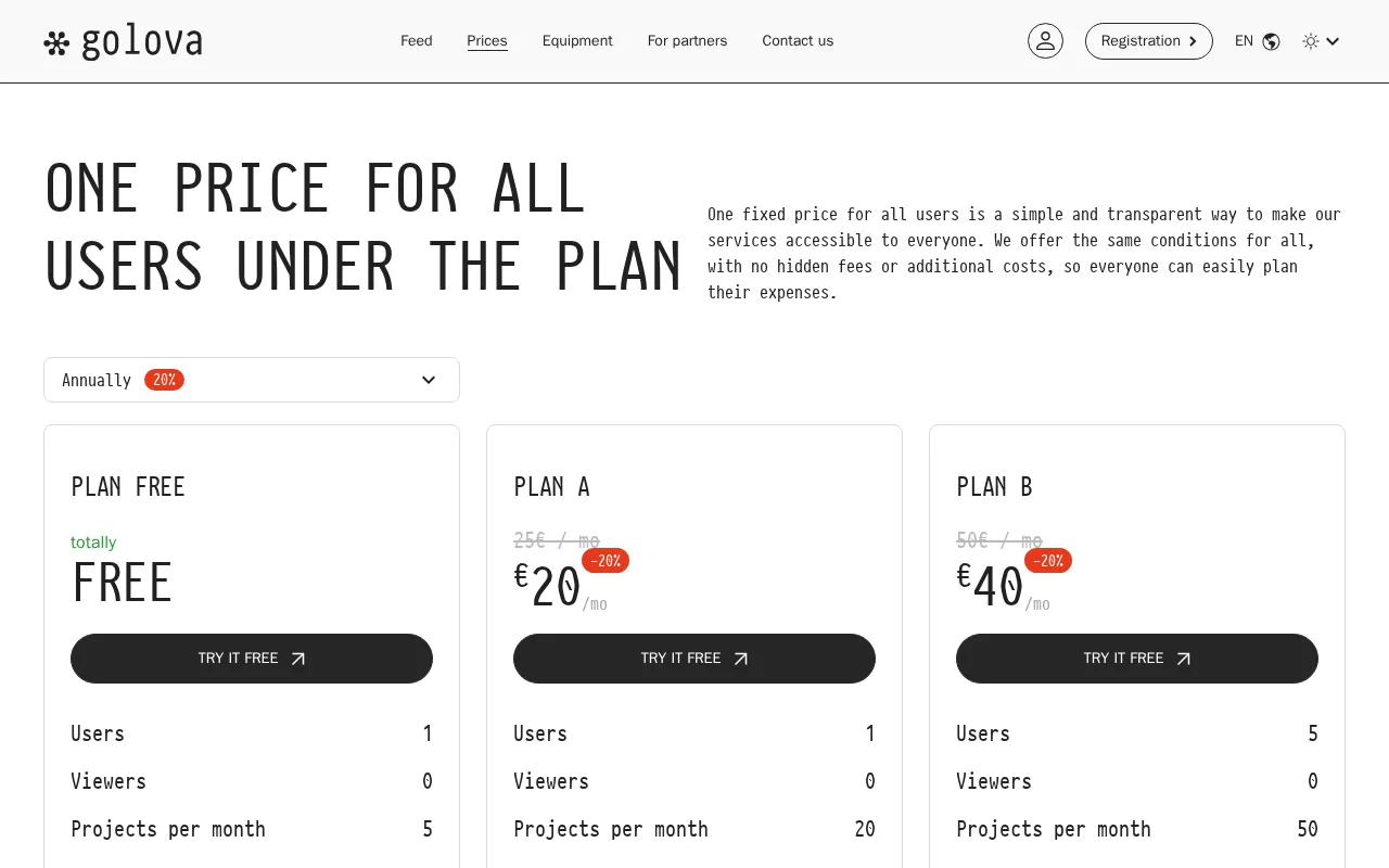 Golova — pricing page