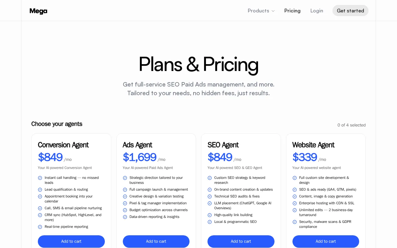 Gomega — pricing page