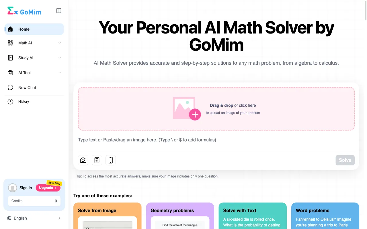 GoMim Math AI — preview screenshot