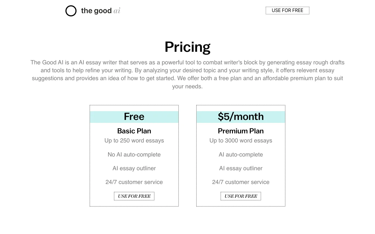 Good AI — pricing page