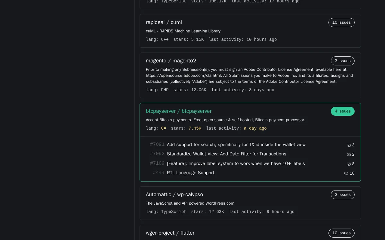 Good First Issue — preview screenshot