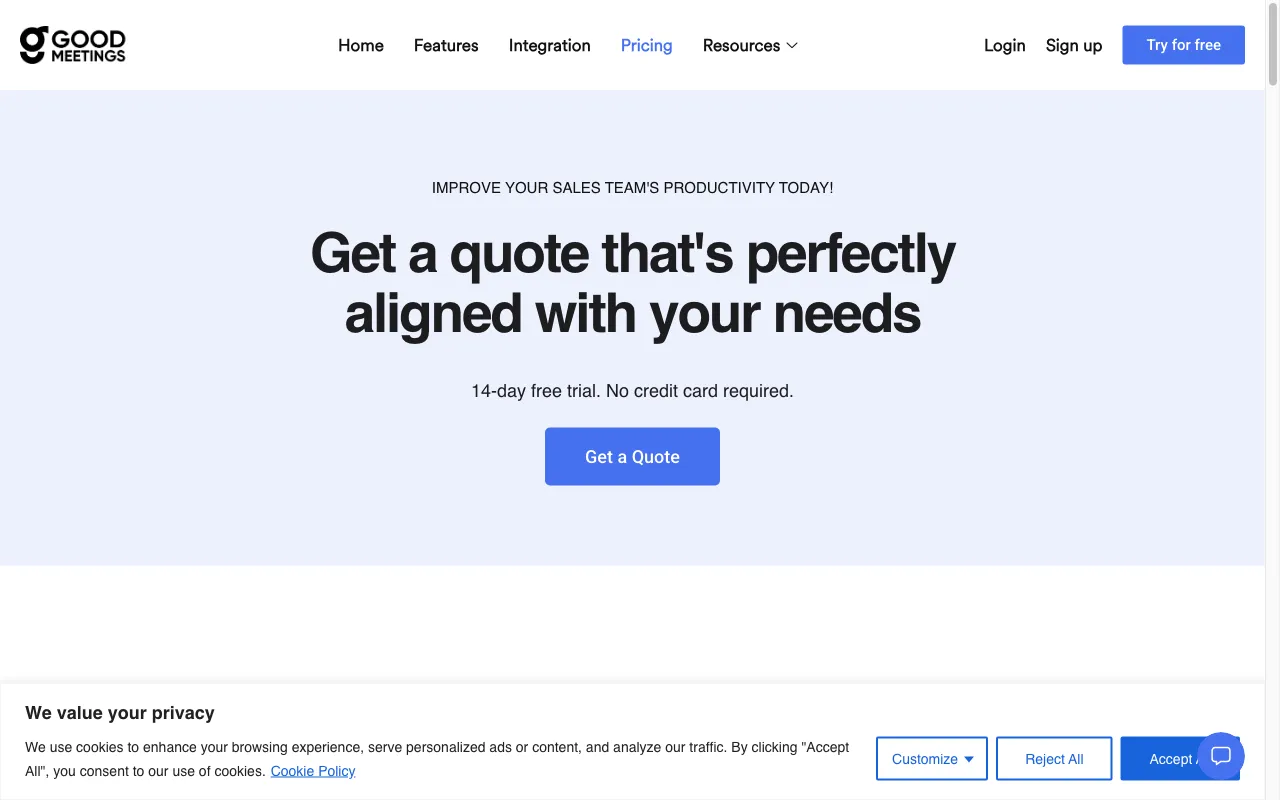 Goodmeetings — pricing page