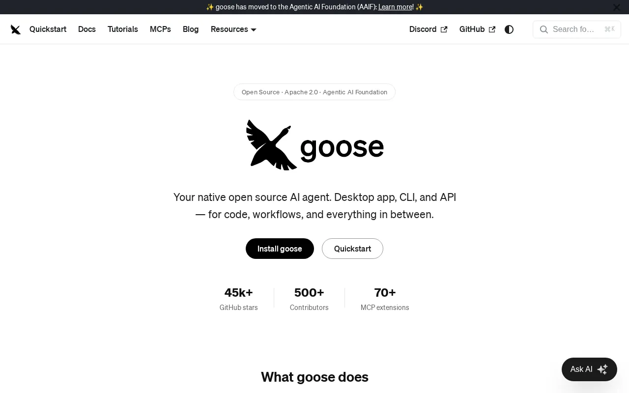 Goose AI agent — preview screenshot