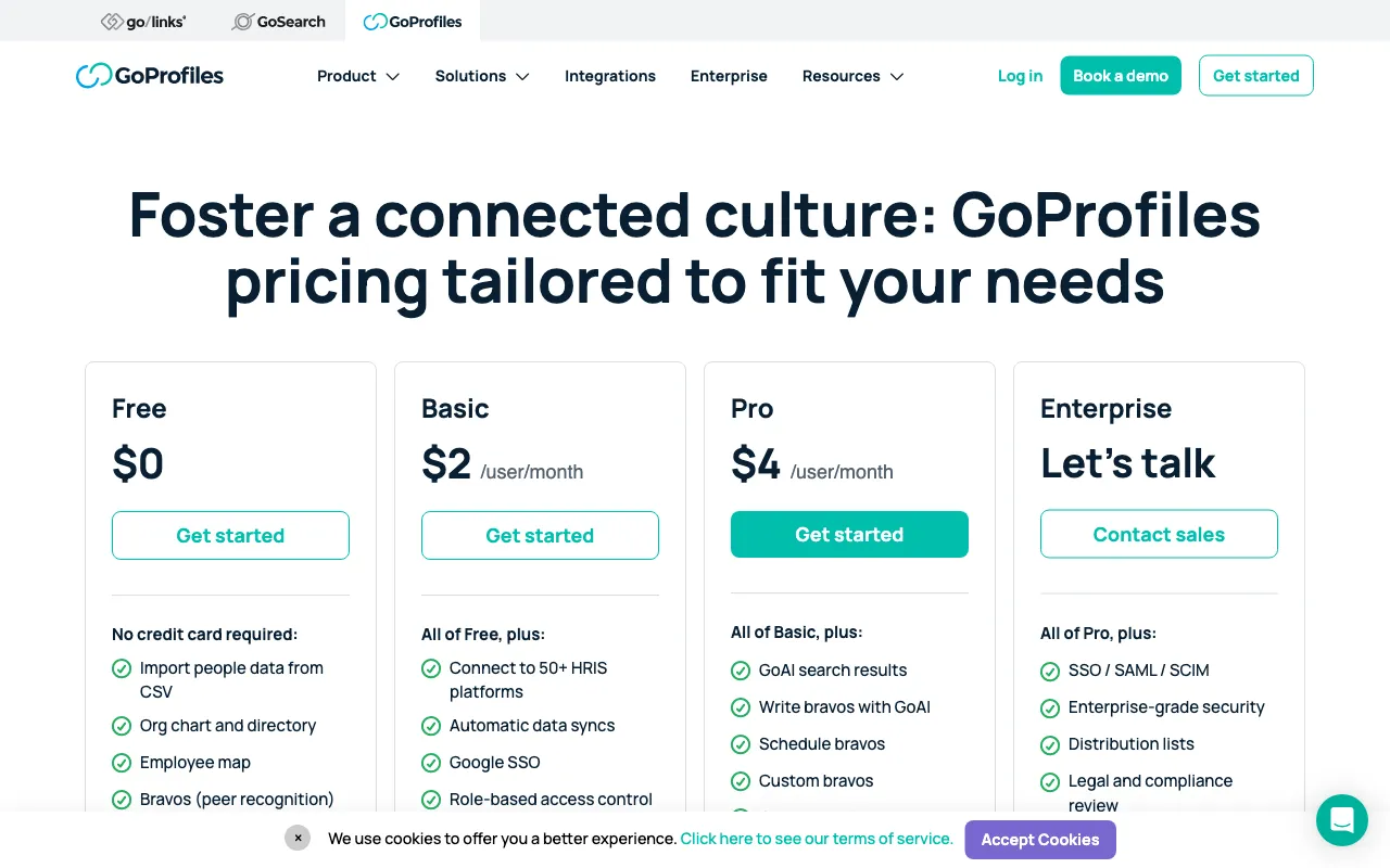 GoProfiles — pricing page