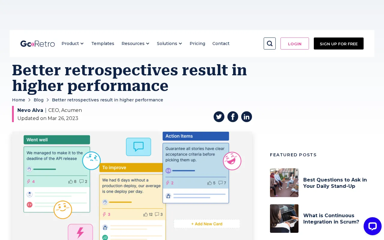 GoRetro — pricing page