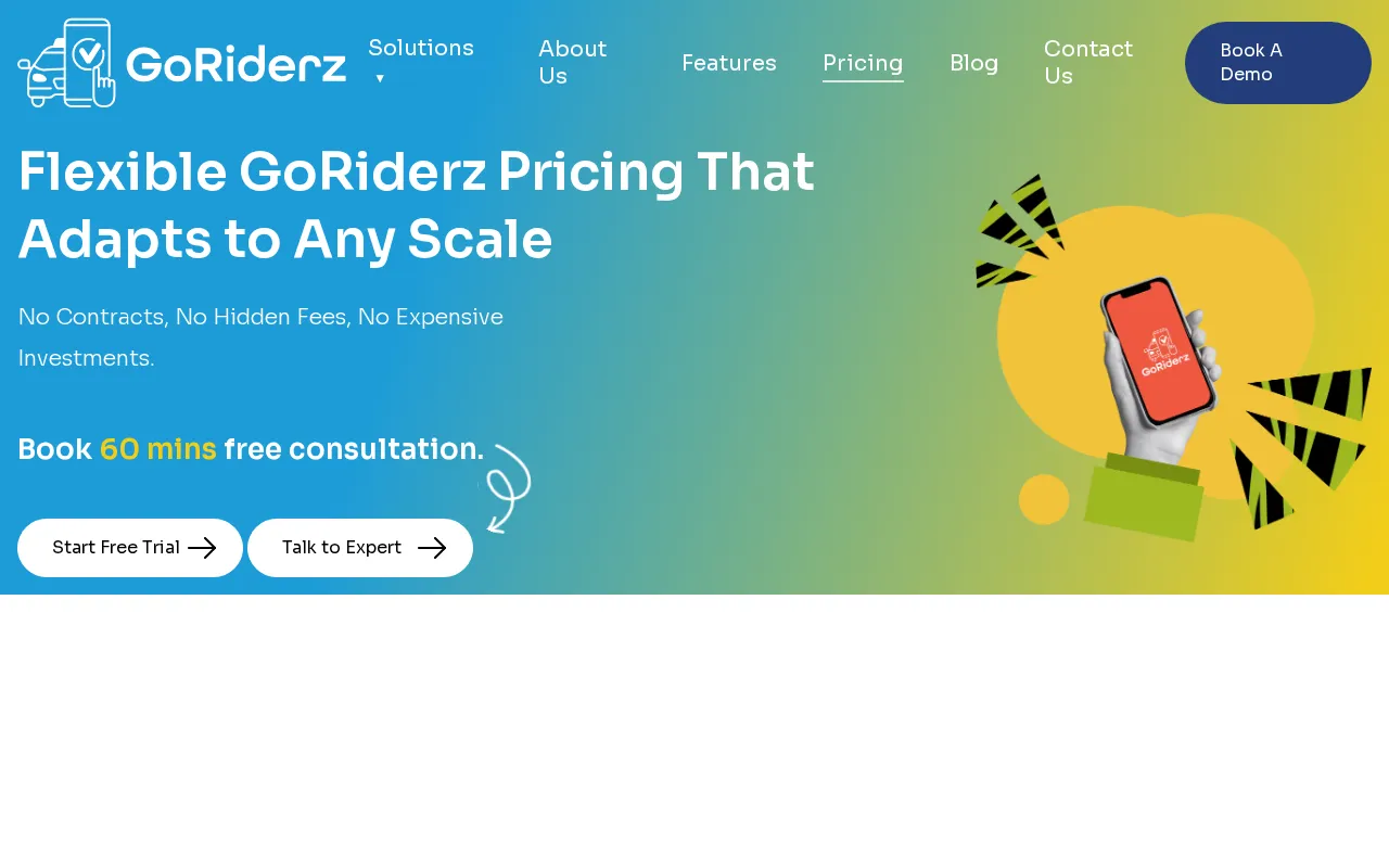 Goriderz SAAS p2p ridesharing & delivery — pricing page