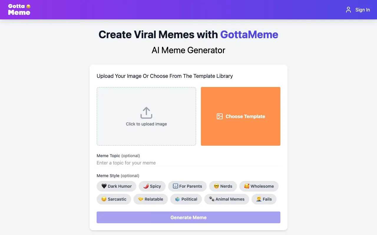 GottaMeme. AI Meme Generator — preview screenshot