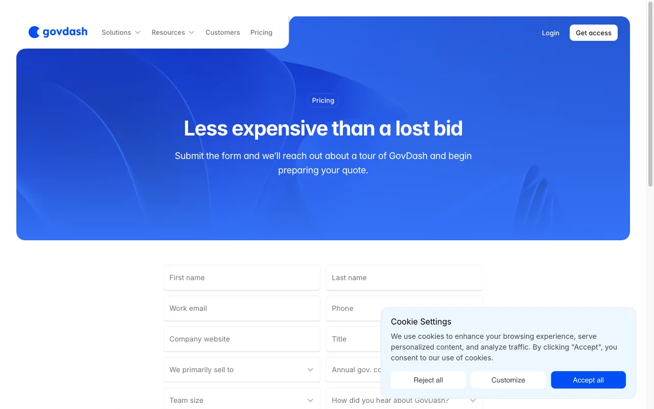 GovDash — pricing page