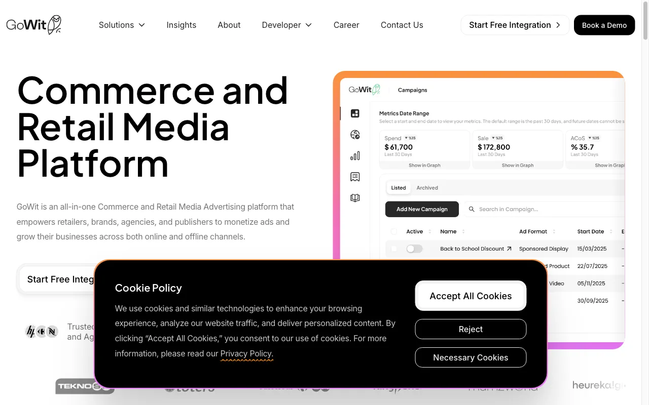 GoWit Retail Media Ads Platform — preview screenshot
