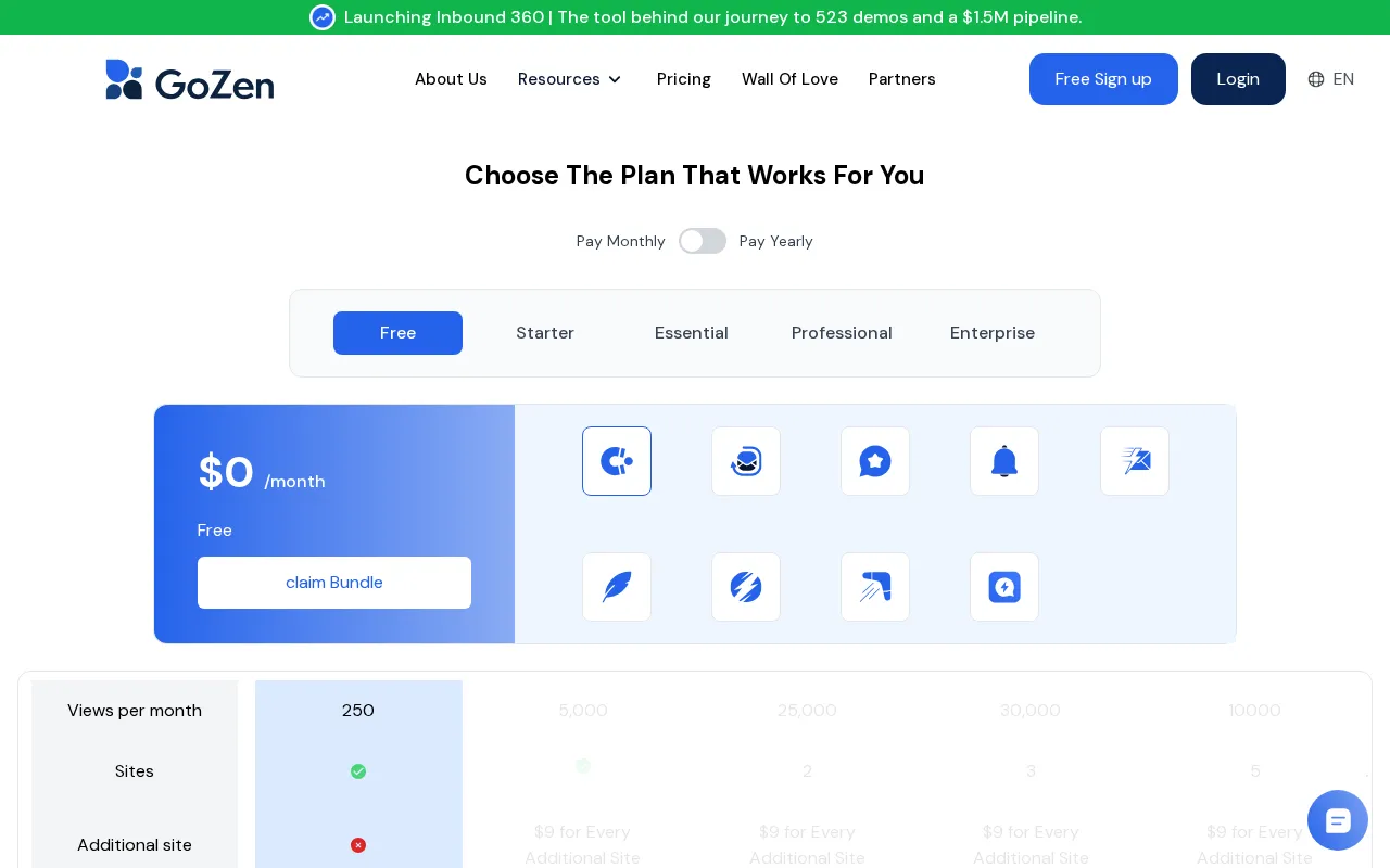 GoZen — pricing page