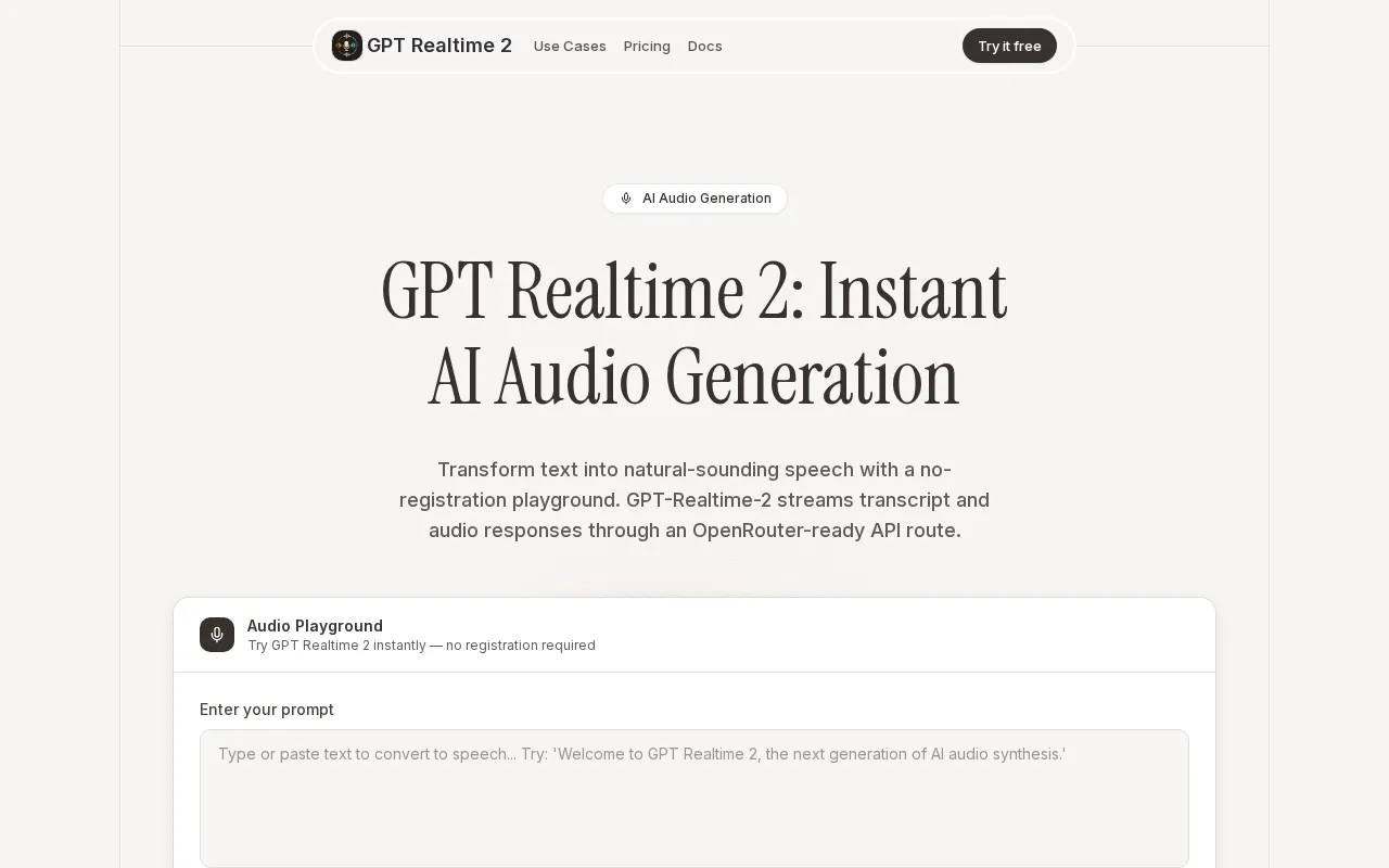 GPT Realtime 2 — preview screenshot