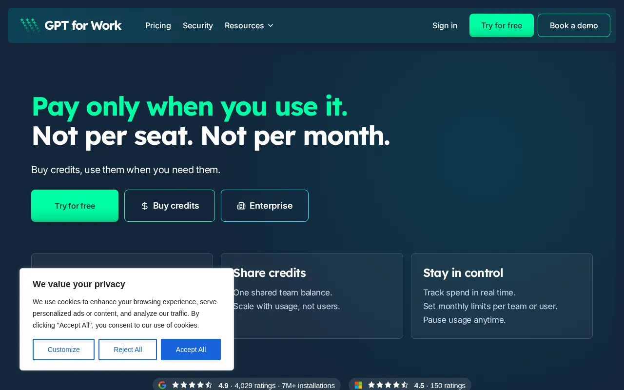 GPTforWork — pricing page