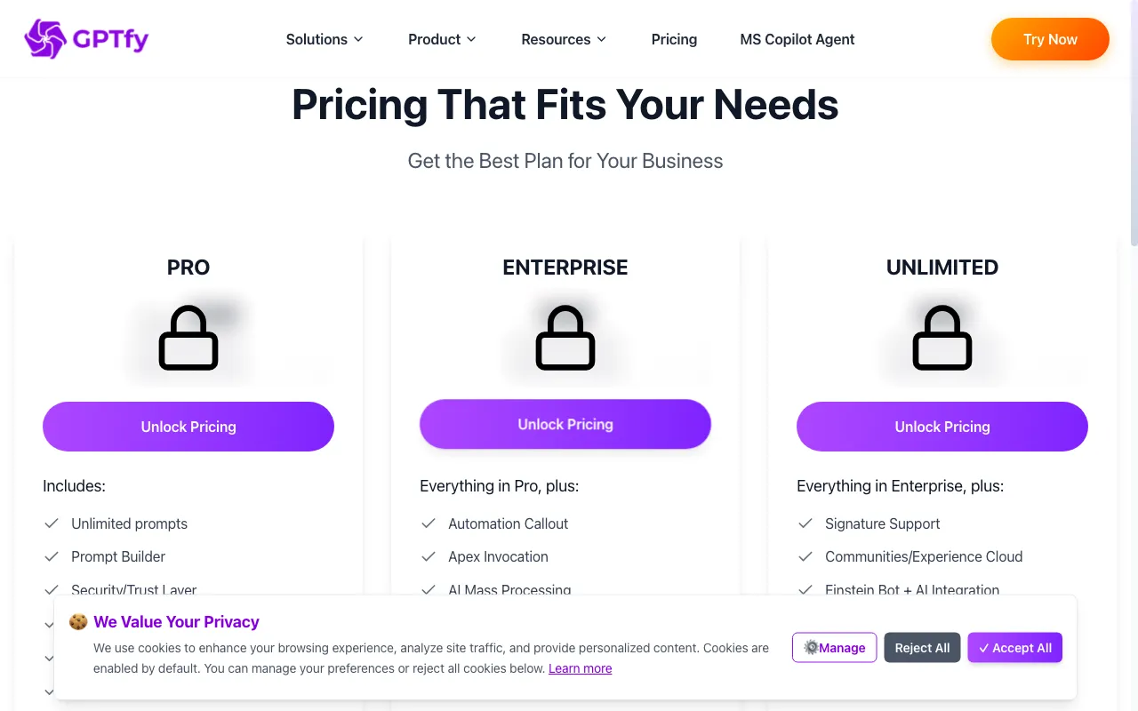 GPTfy — pricing page