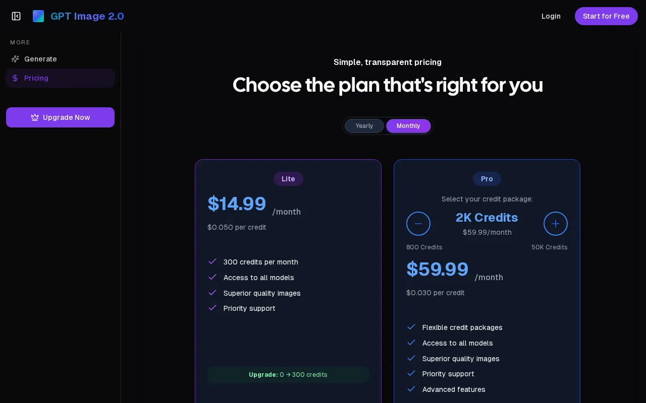 gptimage20.online — pricing page