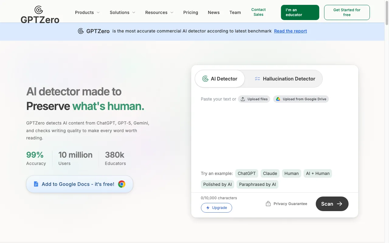 GPTZero — preview screenshot