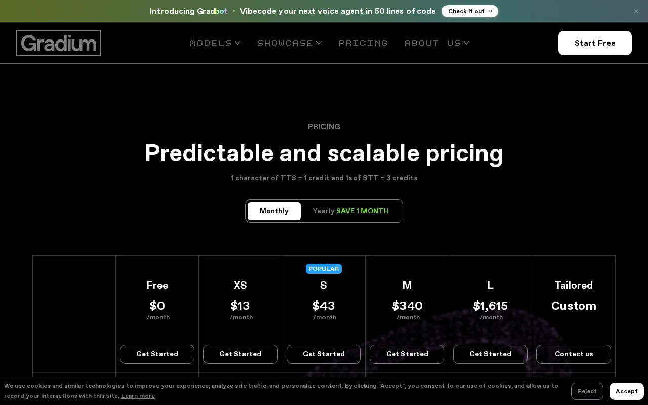 Gradium — pricing page