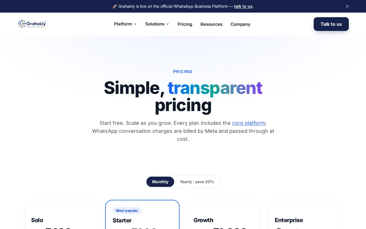 Grahakly — pricing page