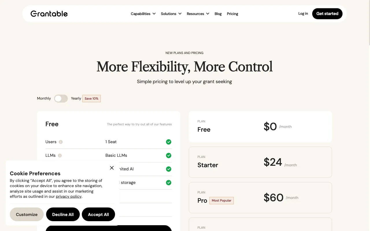 Grantable — pricing page