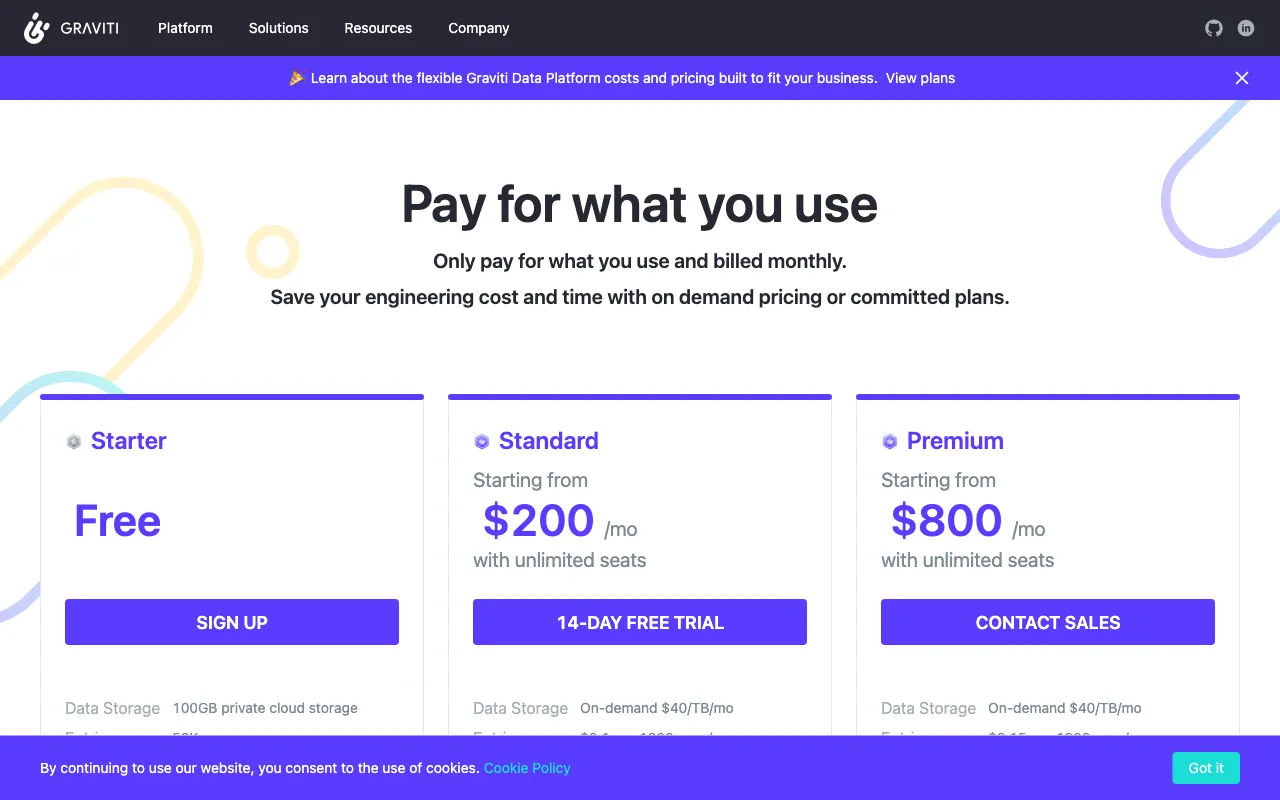 Graviti — pricing page