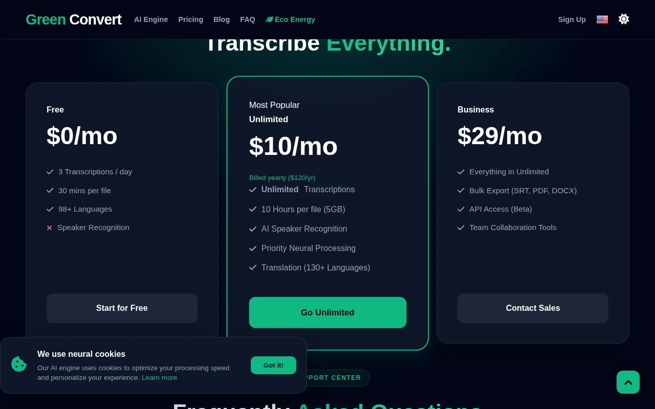 GreenConvert — pricing page