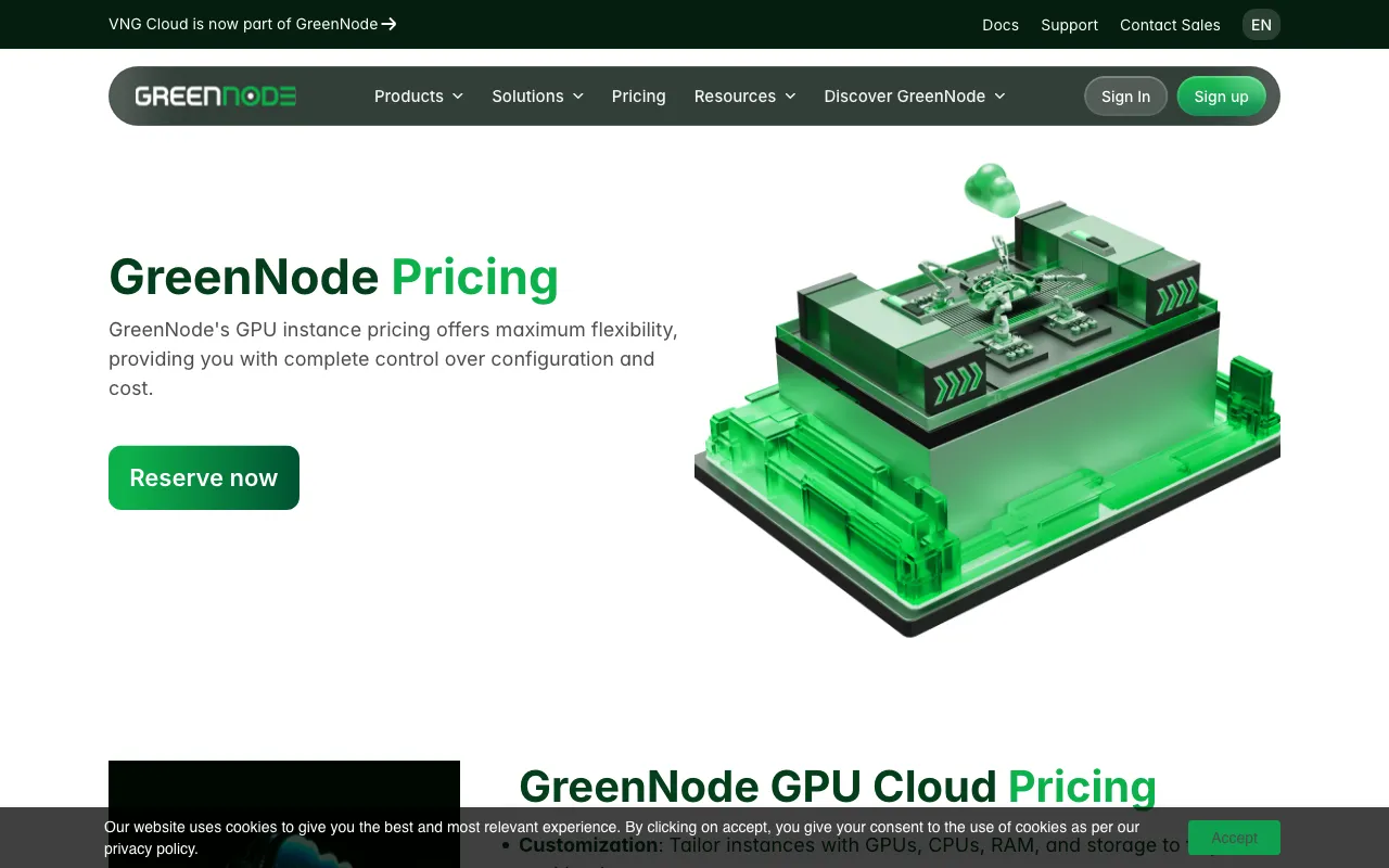 GreenNode — pricing page