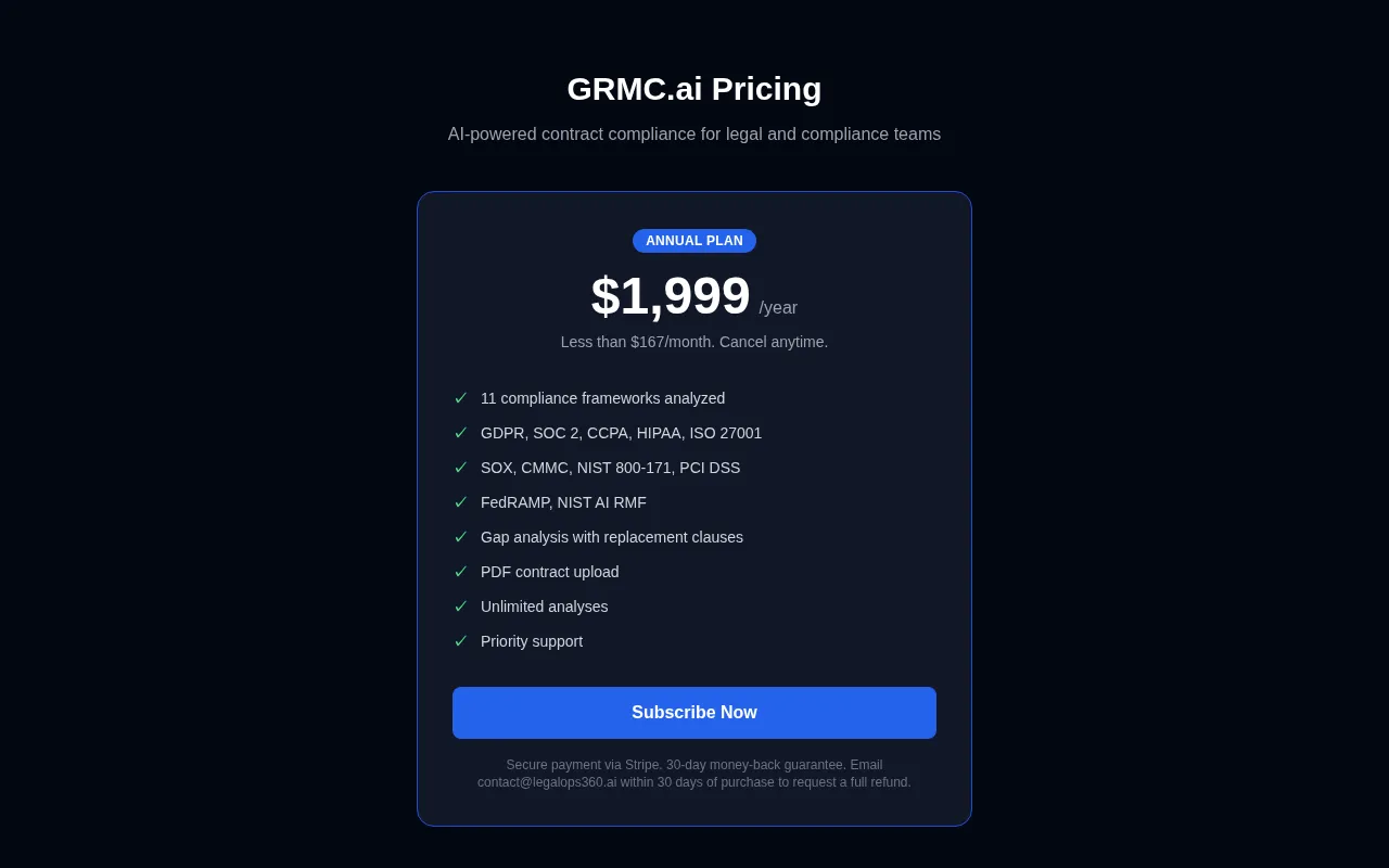 GRMC.ai — pricing page