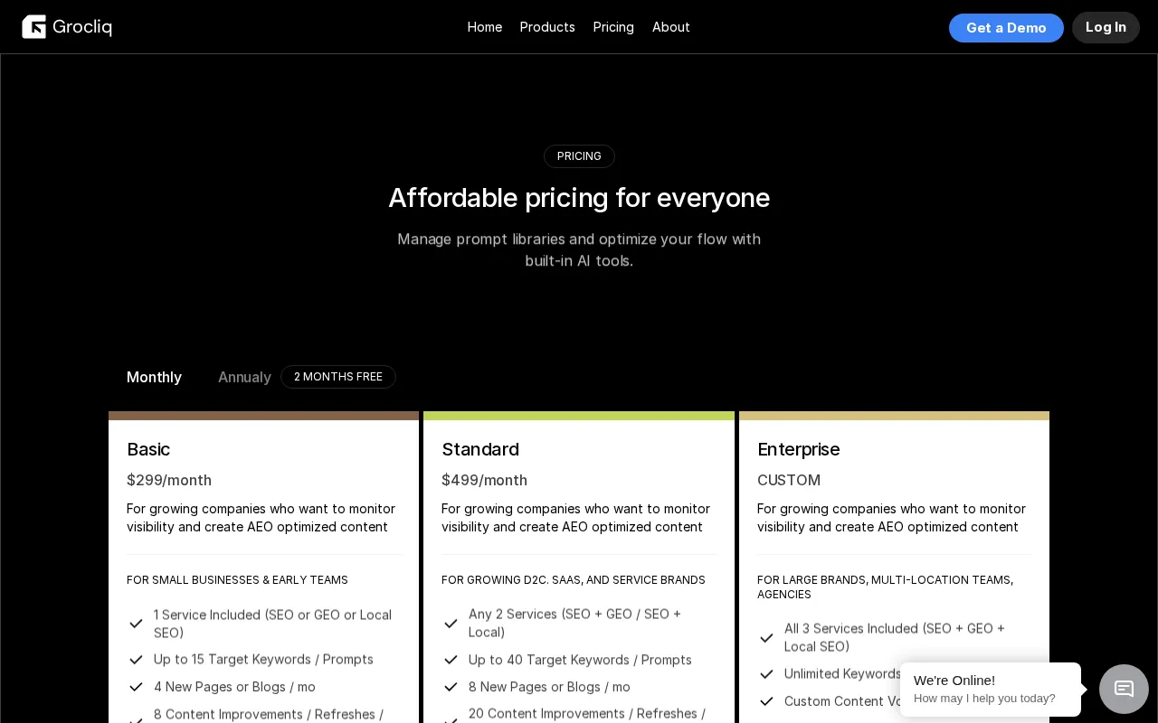 Grocliq AI — pricing page