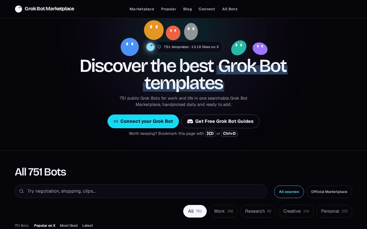 Grok Bot Marketplace — preview screenshot