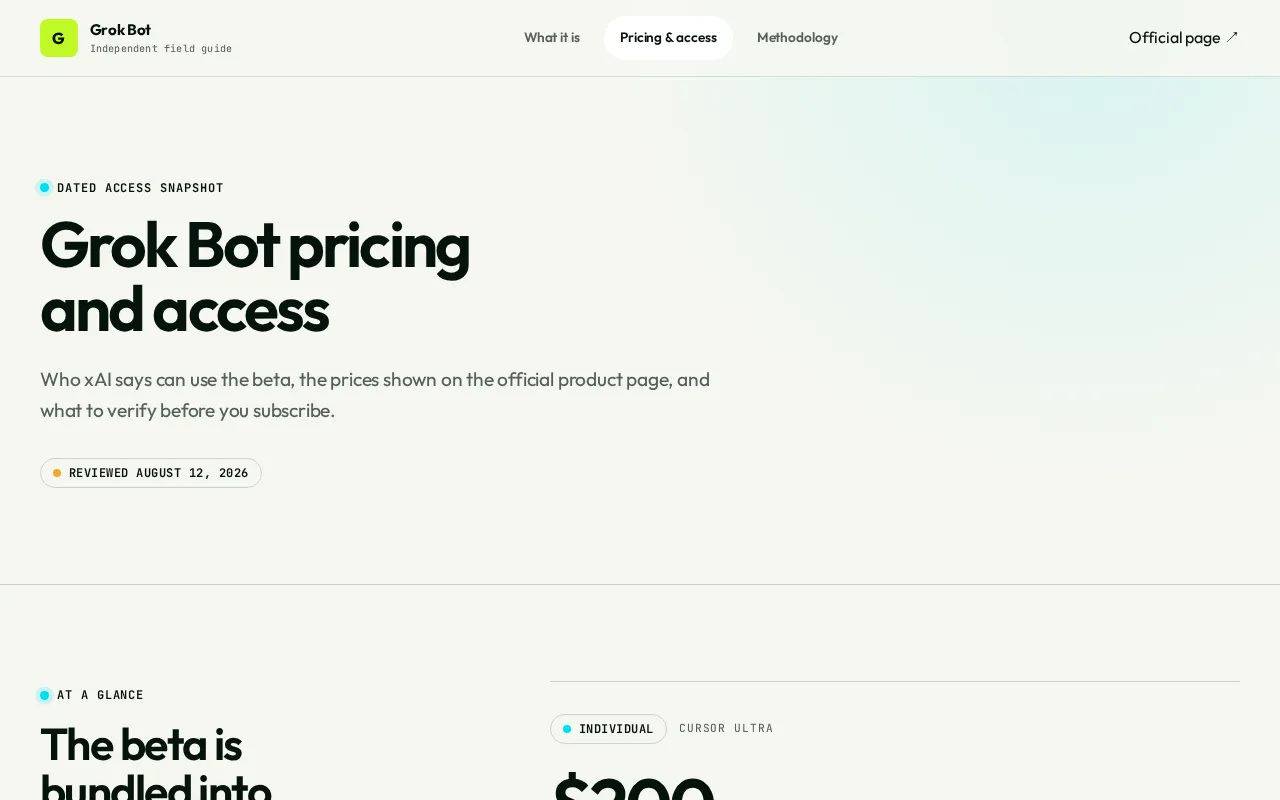grok bot — pricing page