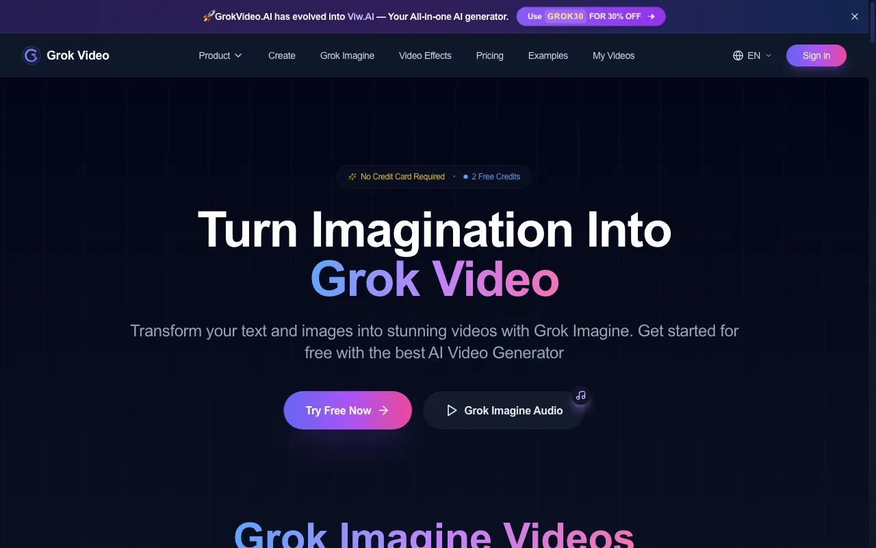 GrokVideo.AI — preview screenshot