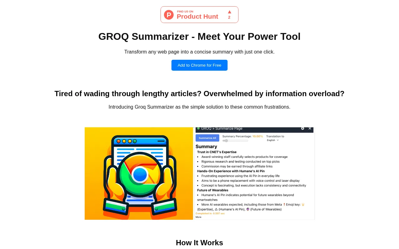 Groq Summarizer — preview screenshot