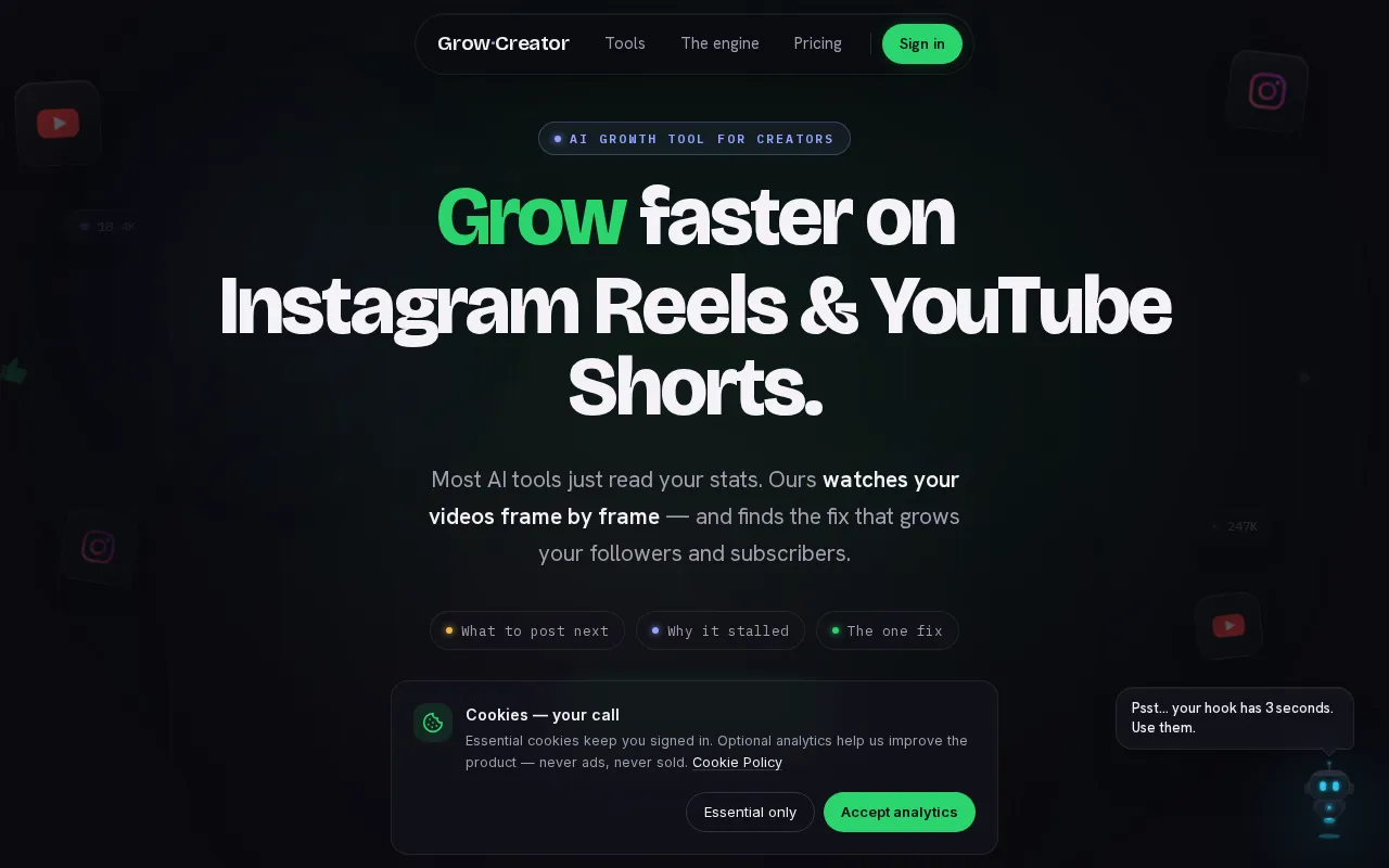 Grow Creator — pricing page