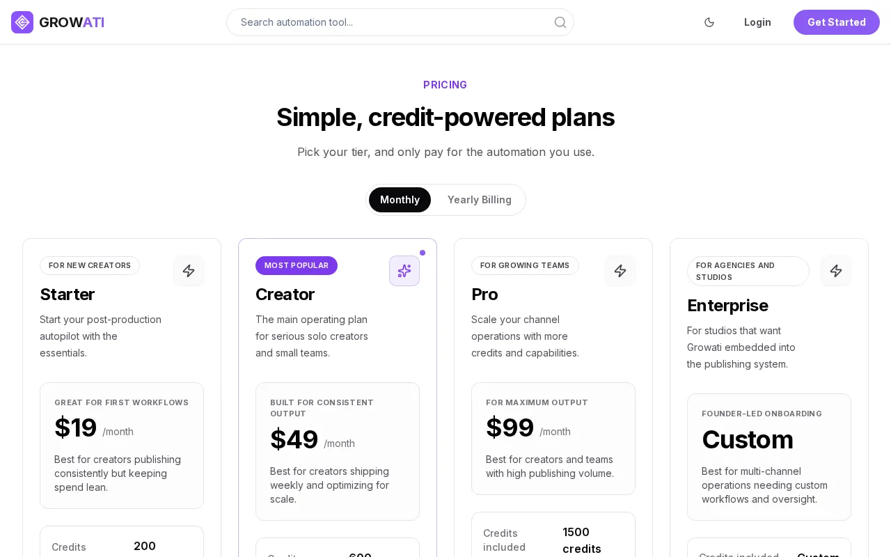 Growati — pricing page