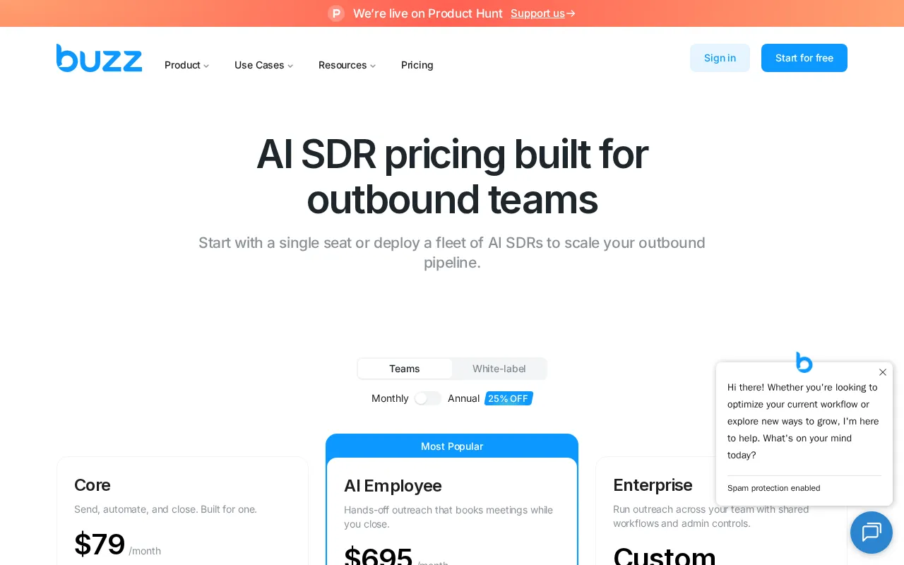 Buzz — pricing page