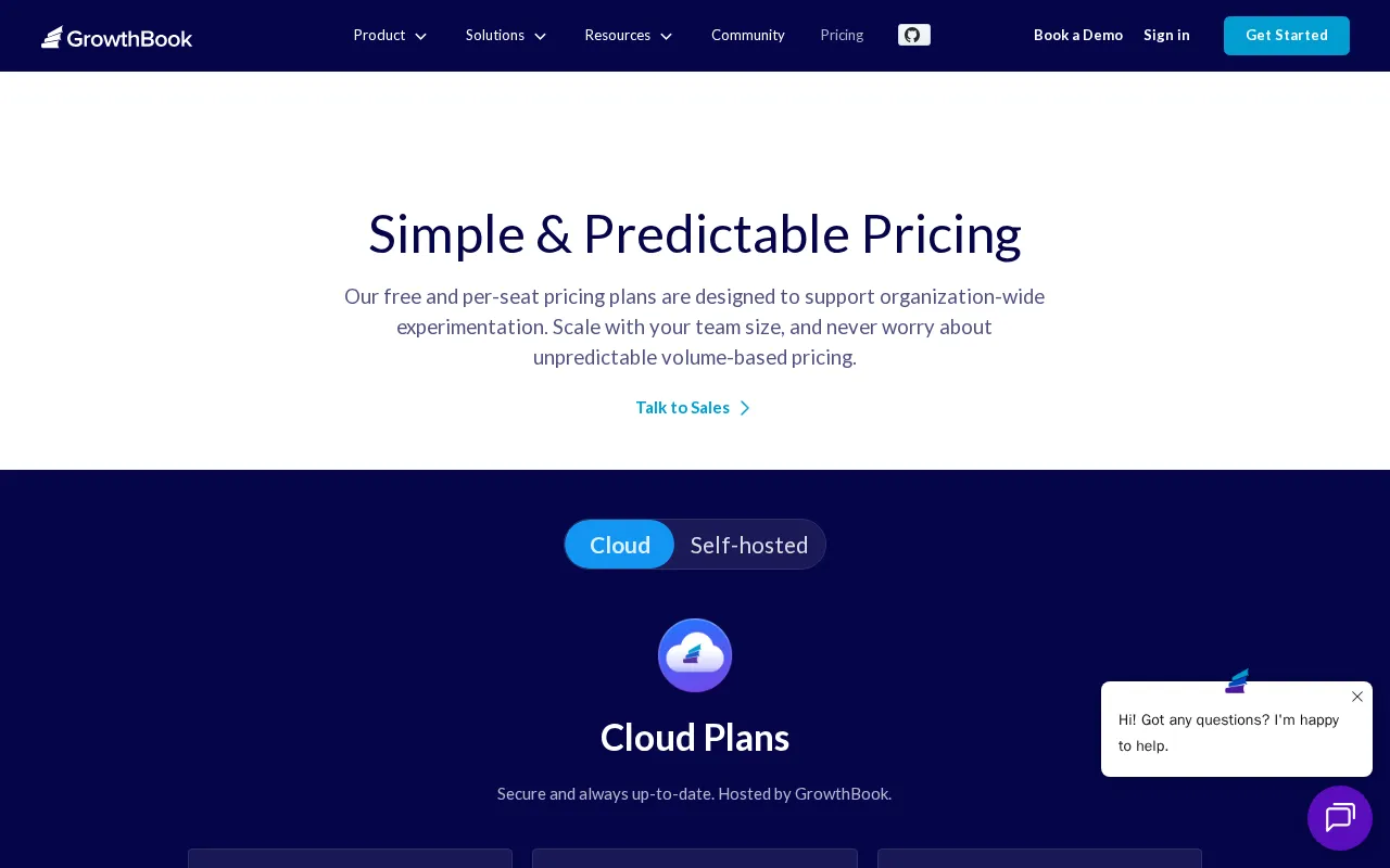 GrowthBook — pricing page