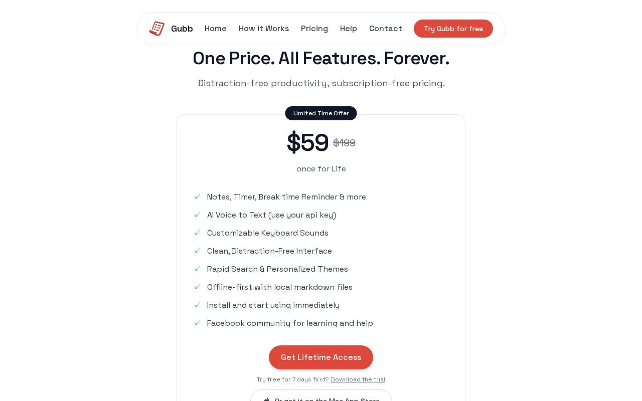 Gubb — pricing page