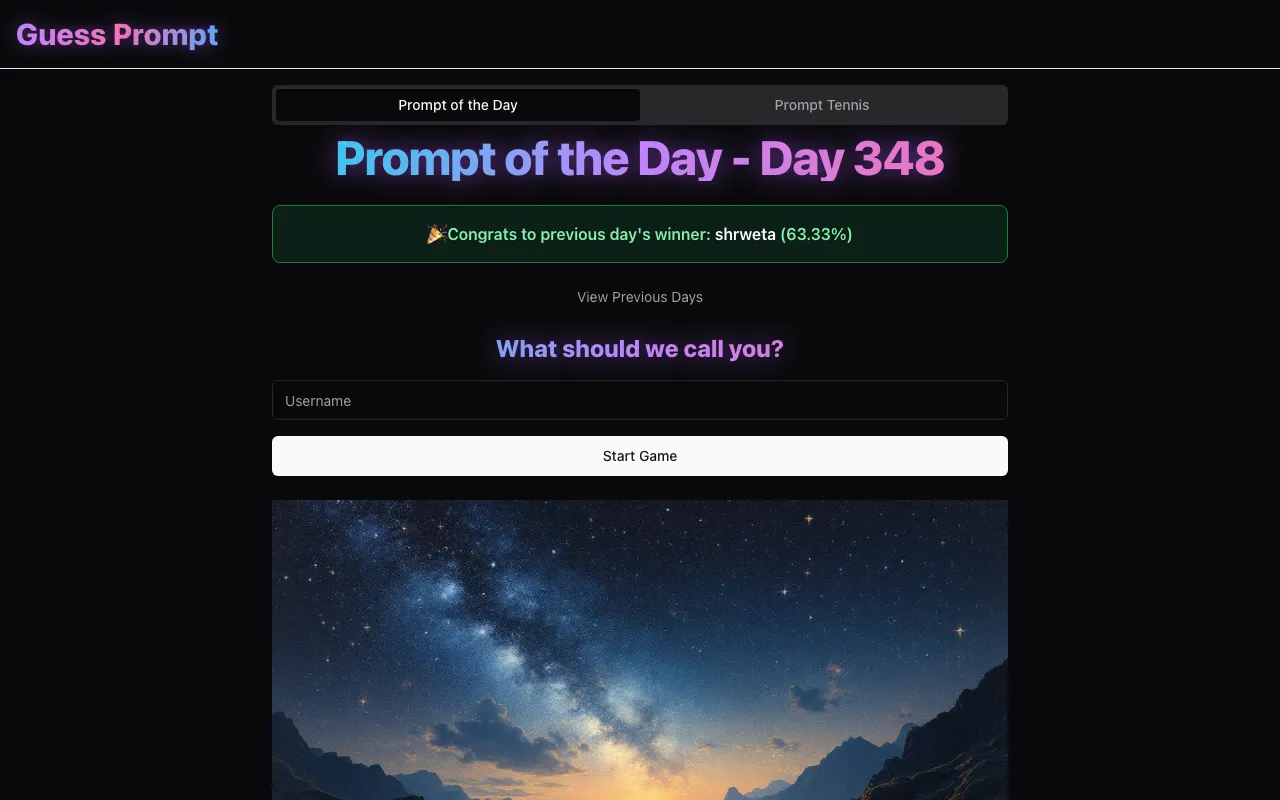 Guess The Prompt! — preview screenshot