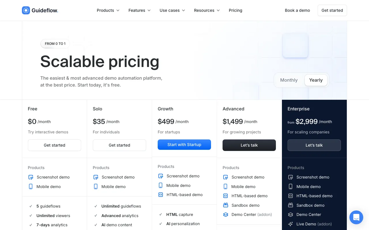 Guideflow — pricing page
