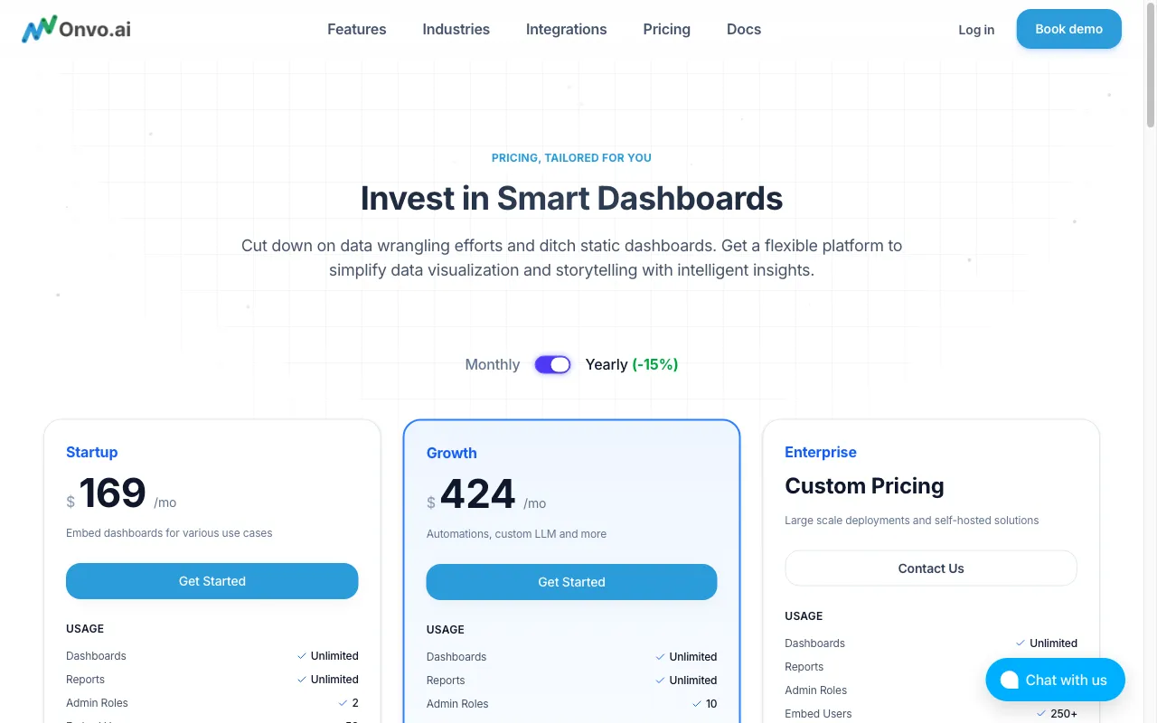 Onvo — pricing page