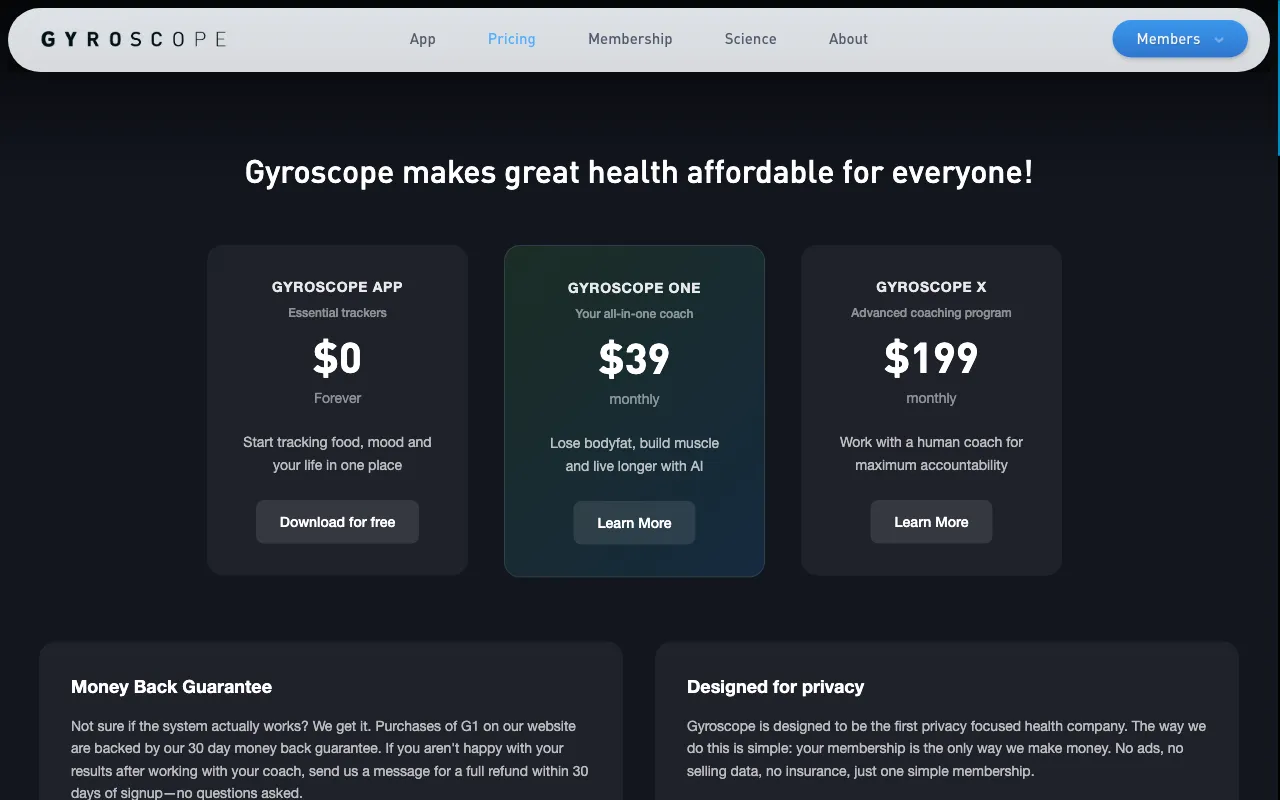 Gyroscope — pricing page