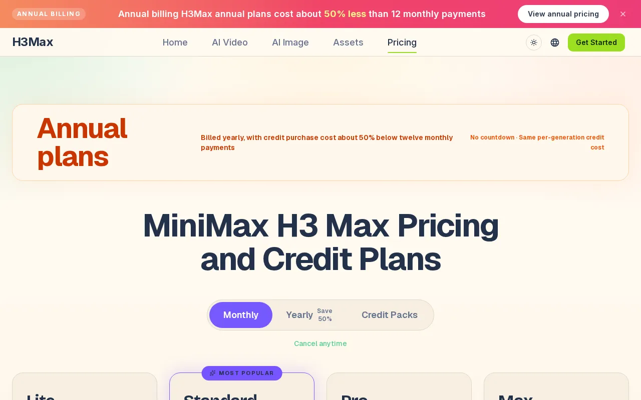 h3max.io — pricing page