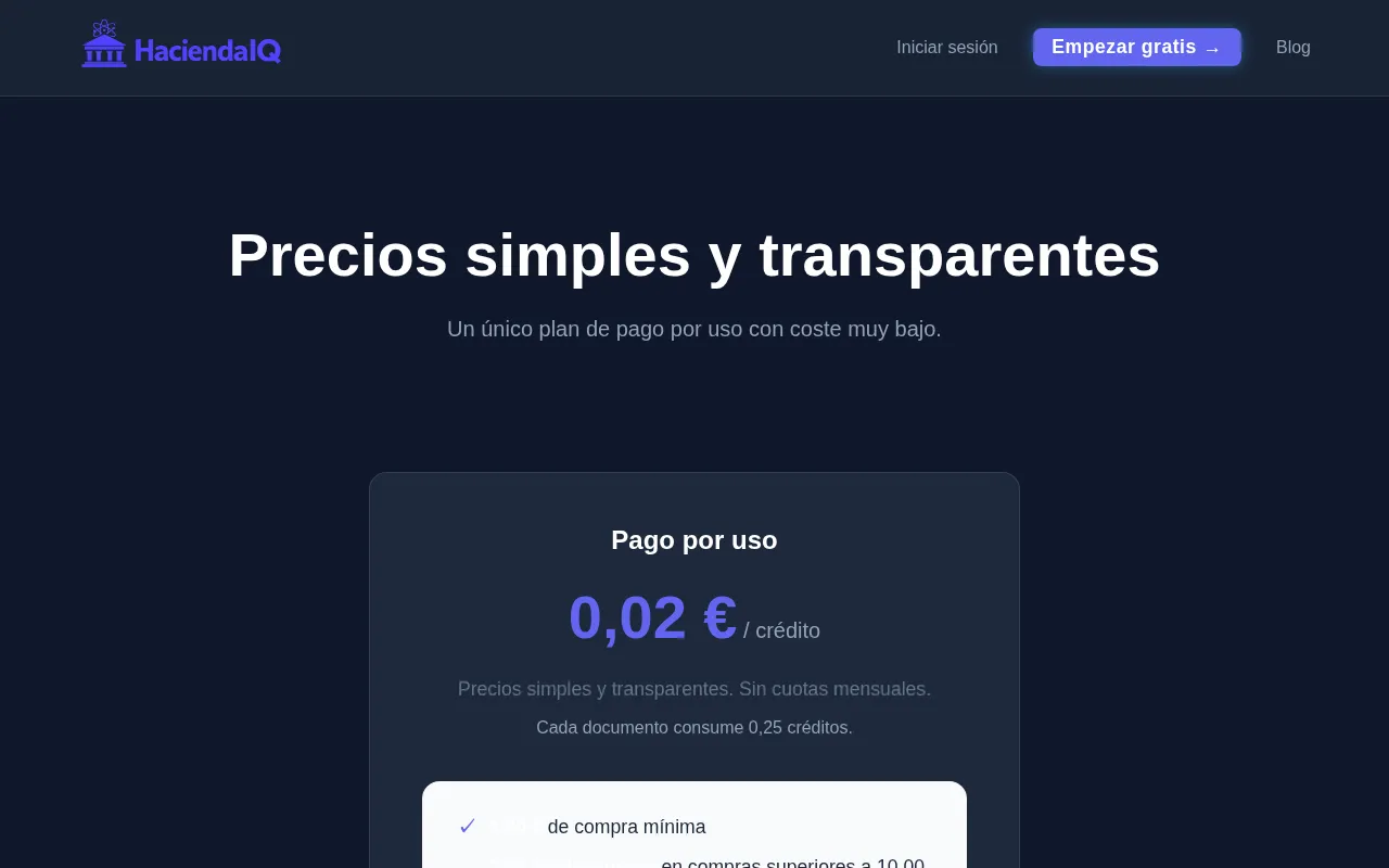 HaciendaIQ — pricing page